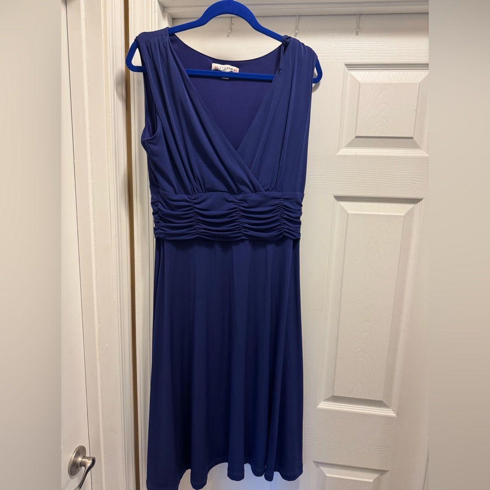 Aa Studio Deep Blue Gathered Maxi Dress